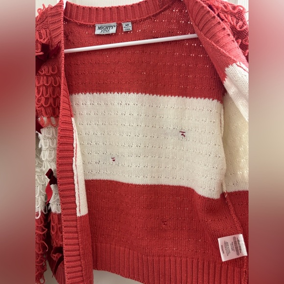 Mighty Fine Open front cropped cardigan 
Striped Cardigan with Scarlet Bows, M - Picture 6 of 10